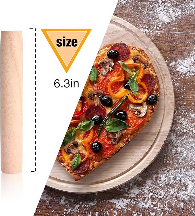 Patelai 20 Pieces Small Wooden Rolling Pin, Dumpling Dough Roller Wooden Mini Rolling Pins Kitchen Utensil Tool for Fondant, Pasta, Bread, Pastry, Cookies, Pizza, Pie, Cylinder Style, 6.3 Inch