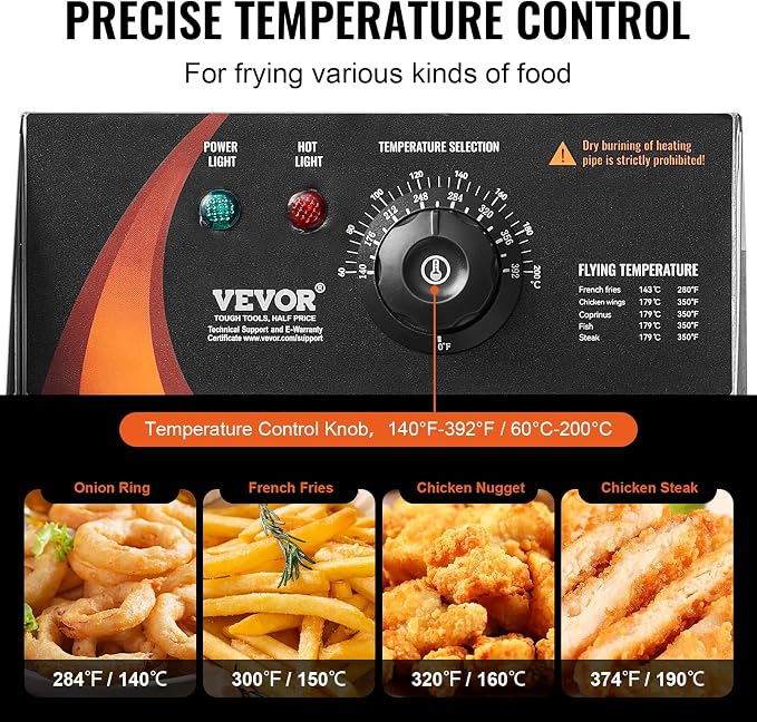VEVOR Commercial Deep Fryer, 3000W Electric Turkey Fryer with 3 Removable Baskets, Large Capacity 18Qt / 17L Stainless Steel Countertop Single Oil Fryer, for Kitchen Restaurant Use, Silver