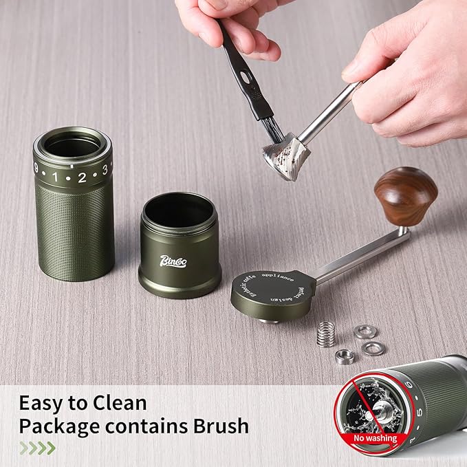 Bincoo Manual Coffee Grinder Manual Foldable Handle– Espresso Hand Coffee Grinder Burr,Compact and Portable for Home/Travel/Camping(Green)