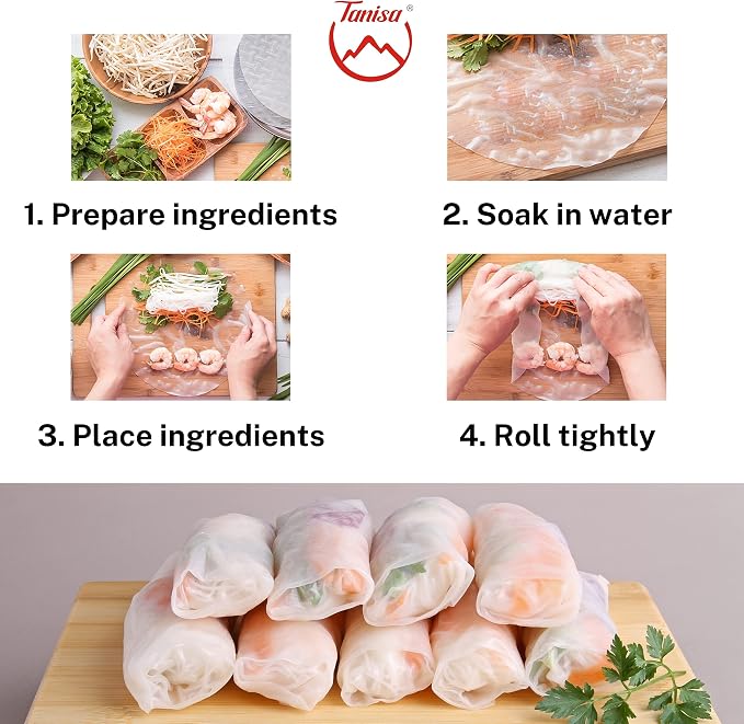 TANISA Organic Brown Rice Paper Wrapper, Healthy Gluten Free Spring Roll Rice Paper Wrappers Fresh Rolls