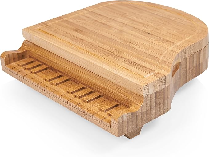 TOSCANA - a Picnic Time brand Piano Cheese Board & Knife Set, Novelty Charcuterie Board with Cheese Knife Set, Cheese Boards Charcuterie Boards, (Bamboo)