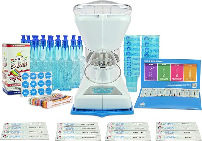 SNOWIE - Little Snowie Max Snow Cone Machine - Premium Shaved Ice Maker, With Powder Sticks Syrup Mix, Entrepreneur Kit