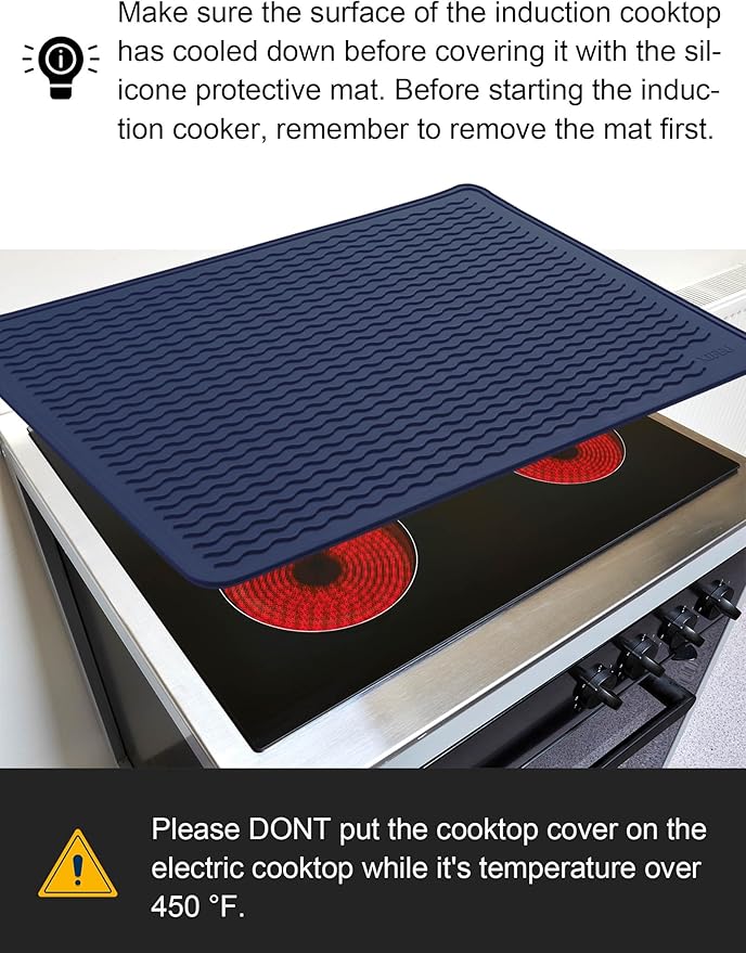 XiFEO Stove Top Covers for Electric Stove, Food Grade Heavy Duty Silicone Glass Stove Top Cover Protector, Induction Cooktop Protector, Heat Resistant Range Ceramic Stove Top Covers Mat, Oven Cover