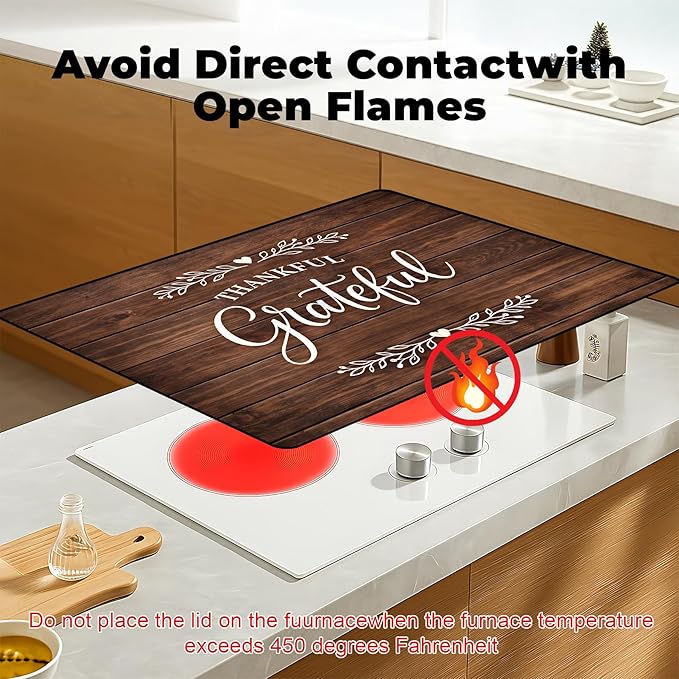 Stove Top Cover- Mat for Electric Stove Protector with Anti-Slip Rubber Coating Dish Drying Mats Scratch-Resistant (Board, 30" x 21")