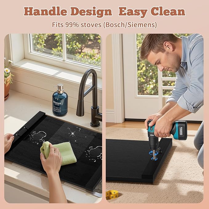 Gas Stove Top Cover: Wooden 30 * 22 Inches Electric Stovetop Covers, Noodle Board with Handles, Wood RV Cutting Board for Kitchen Counter