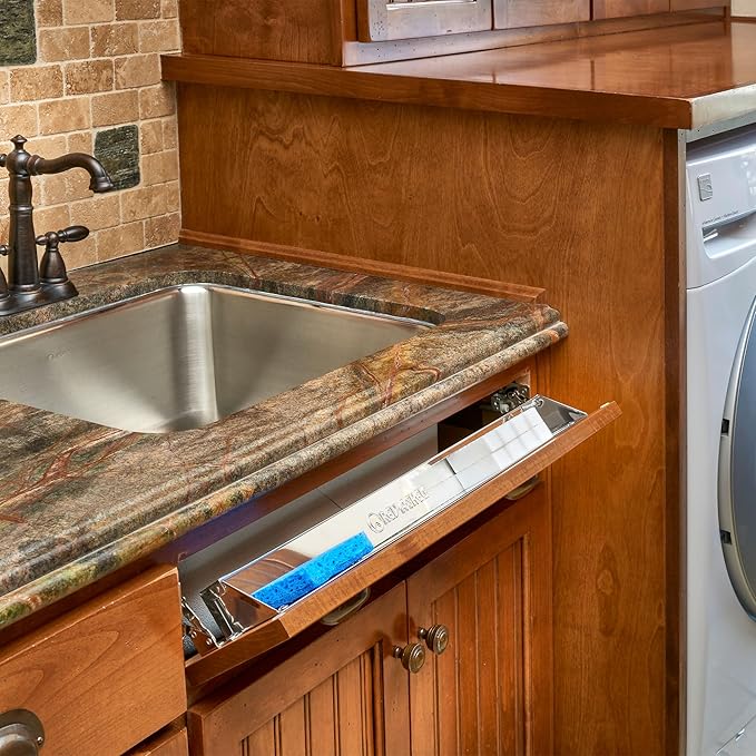 Rev-A-Shelf 25" Tip Out Tray with Soft Close for Sink Base Cabinets, Storage Organizer for Kitchen, Laundry Room, or Vanity Cabinets, 6581-25SS-SC-1