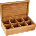 Lipper International 8188 Bamboo Wood Tea Box with 8 Compartments, 12-3/8" x 7-3/8" x 3-3/5"