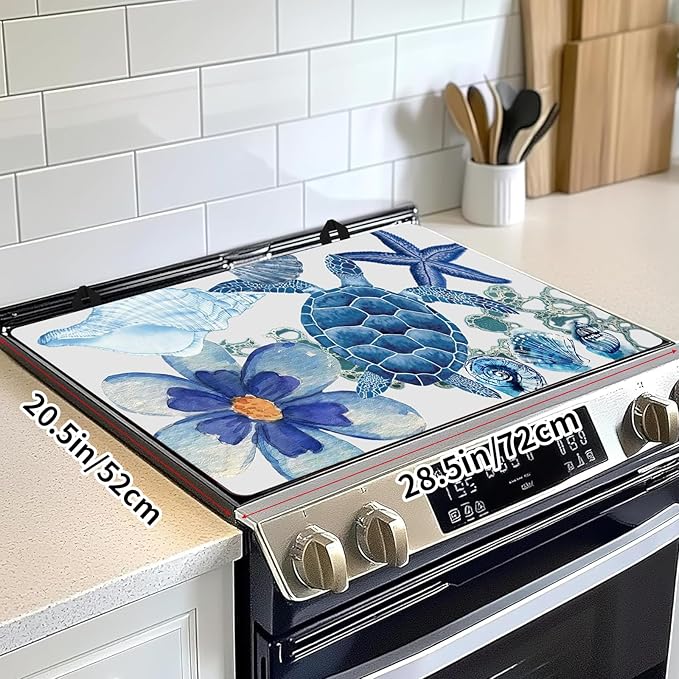 Decorative Electric Stove Top Covers, Heat Resistant Silicone Stove Cover Mat, Stove Top Protectors for Electric Flat Glass Stoves, Adds Extra Counter Space for Small Kitchens and Apartments