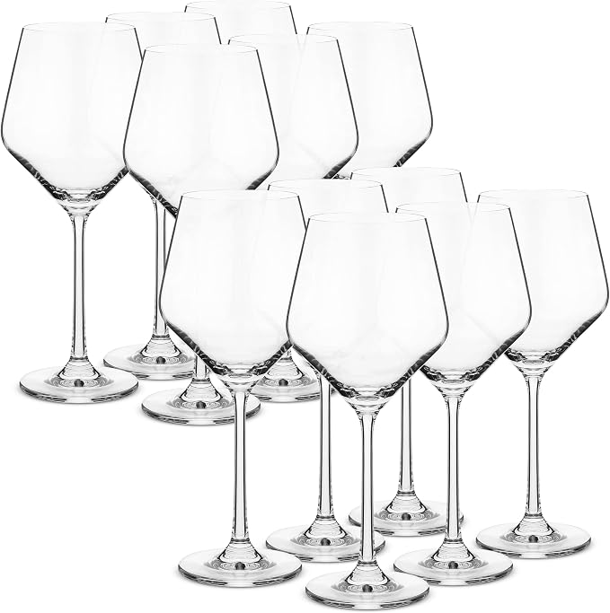 BTaT- Wine Glass Set, 12 Pack, 15oz, Long Stem Glasses | Elegant Stemmed Wine Glasses Red White Wine Champagne Cocktails Beverage Serving Home Restaurant Events