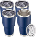 30 oz Tumbler with Lid Stainless Steel Tumblers Bulk Vacuum Insulated Cup Reusable Powder Coated Travel Mug Double Wall Leak Proof Cups Keep Cold Drinks for 12 Hours Navy, Set of 4