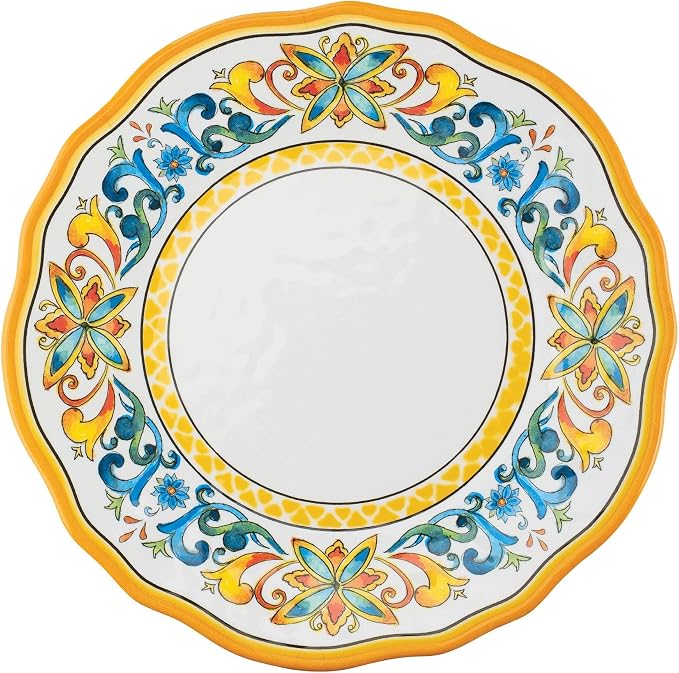 UPware 12 Piece Chianti Melamine Dinnerware Sets, Outdoor Dishes Set, Plates and Bowls Sets, Service for 4, Multicolor