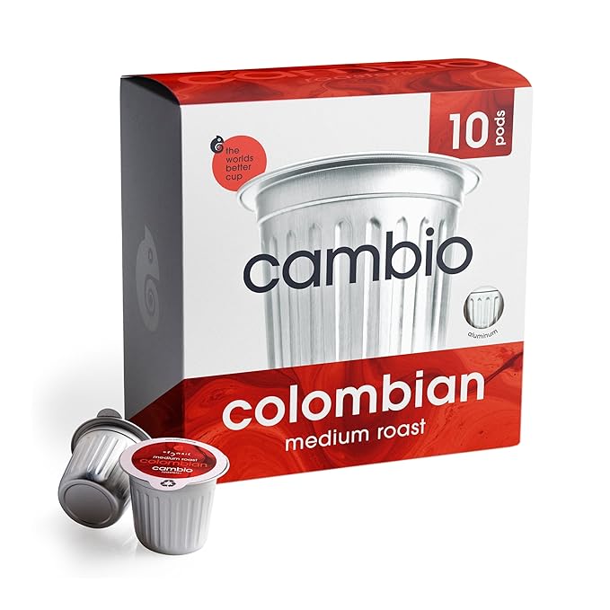 Cambio Roasters Organic Coffee Pods - Colombian Medium Roast, The Only Organic Recyclable Aluminum Coffee Pods, Small Batch Roasted, Keurig® Compatible, Bold Flavor & Longer Lasting Freshness, 10 Count