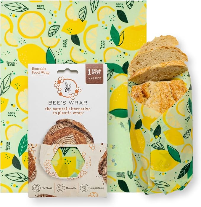 Bee's Wrap - Limited Edition - Beeswax Wraps for Bread - Beeswax Bread Wrap for Sourdough & Bread Storage - Plastic Free Made in USA Reusable Natural Food Wrap - Fresh Squeeze Print