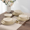 AmorArc Ceramic Dinnerware Sets,Handmade Reactive Glaze Stoneware Plates and Bowls Sets,Highly Scratch Resistant | Dishwasher & Microwave Safe Dishes Set,Service for 4 (12pc)