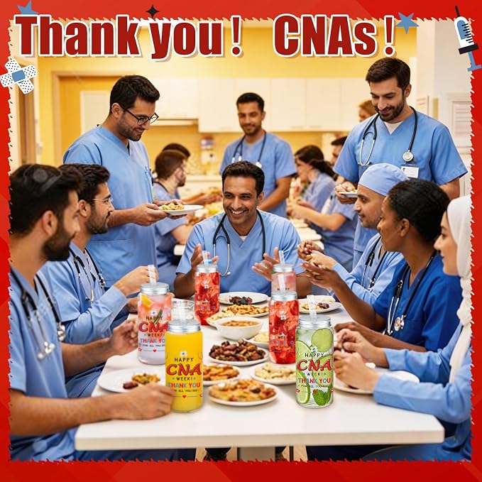Skylety 24 Pcs CNA Gifts Cups Bulk, 2026 CNA Week Gifts, Nursing Assistant 14 oz Reusable Plastic Cups with Straw and Lid for Nursing Assistant Medical Staff Graduation