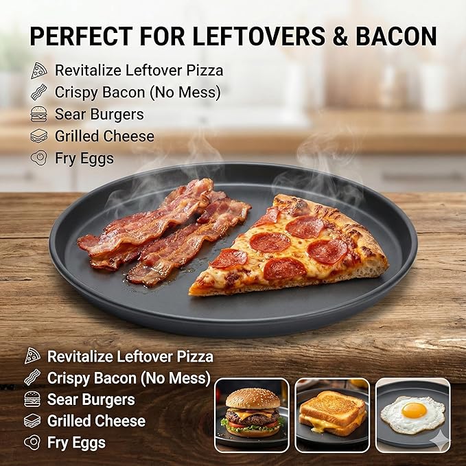 MACONEE 10inch Universal Microwave Crisper Pan/Microwave Cookware Browning Tray, Crispy Plate, Microwave Crispers for Reheat Frozen Pizza, Chicken Nuggets French Toast with Crispy Effect!