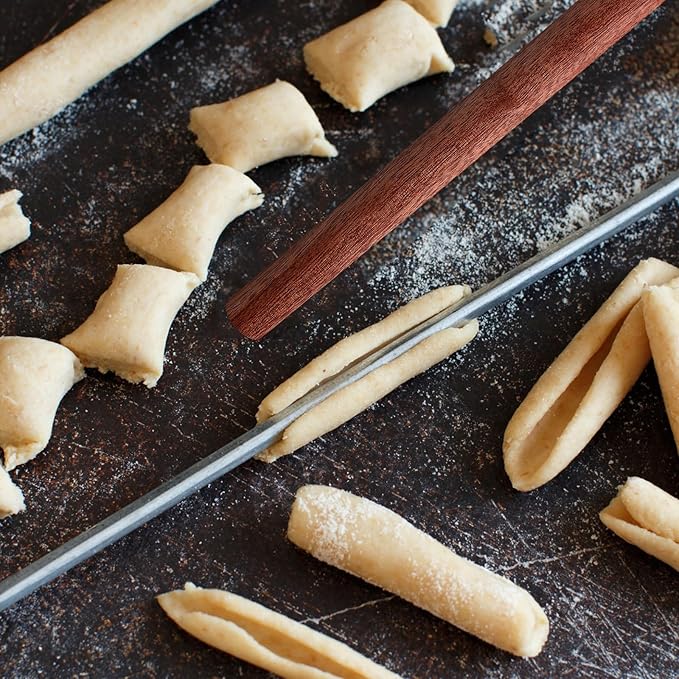 Baderke 7 Pcs Italian Rolling Pins Set Wood and Stainless Steel Pasta Rolling Pin Dough Pasta Roller for Making Wontons, Dumplings, Pastas, Ramen, Udon Noodles, Flat Bread, Tortillas