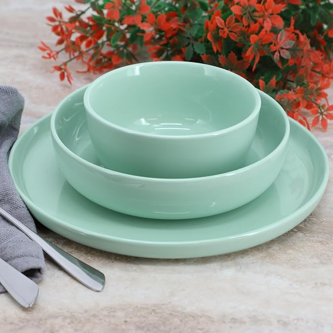 Elama Duncan 18 Piece Porcelain Dinnerware/Tableware Set, Service for 6 (Mint)