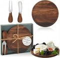 Maxcheck 1 Set Baby Shower Bridal Game Prizes for Winners Round Cheese Board Set Wood Mini Charcuterie Board with Knives and Forks Thank You Card with Gift Box for Guests Wedding (Walnut)