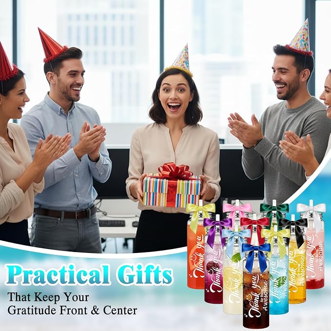 50 Pcs 17 oz Thank You Plastic Cups Bulk, Employee Appreciation Gifts for Staff Inspirational with Lids, Straw and Twist Bow, Reusable Acrylic Skinny Tumbler for Staff Coworker Teacher Nurses