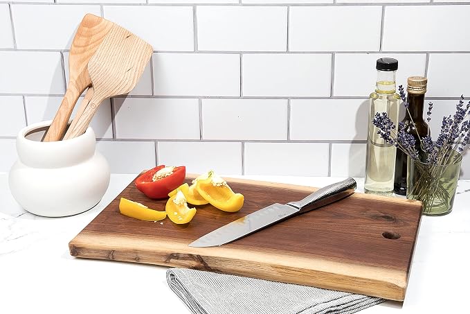 Live Edge Black Walnut Cutting Board – Amish Handmade in USA, One-of-a-Kind Charcuterie & Serving Board, Sustainably Harvested American Hardwood, X-Large 10" x 20" | ArborDown