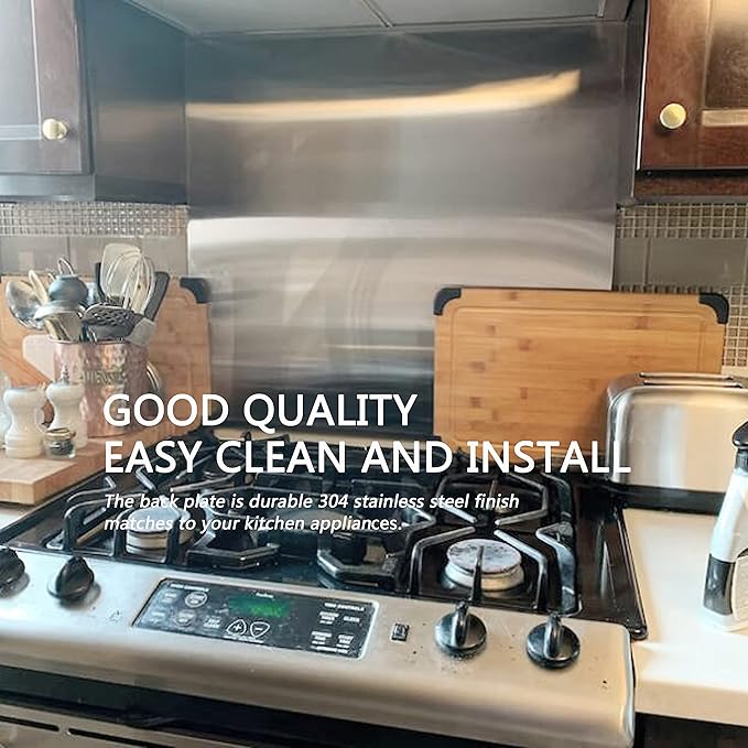 24" By 30" Stainless Steel Stove Backsplash Splatter Guard SP3604 Range Hood Backsplash Wall Shield Metal Panel, Ultra Flat Easy Clean And Install, 1 Year Sales Guarantee