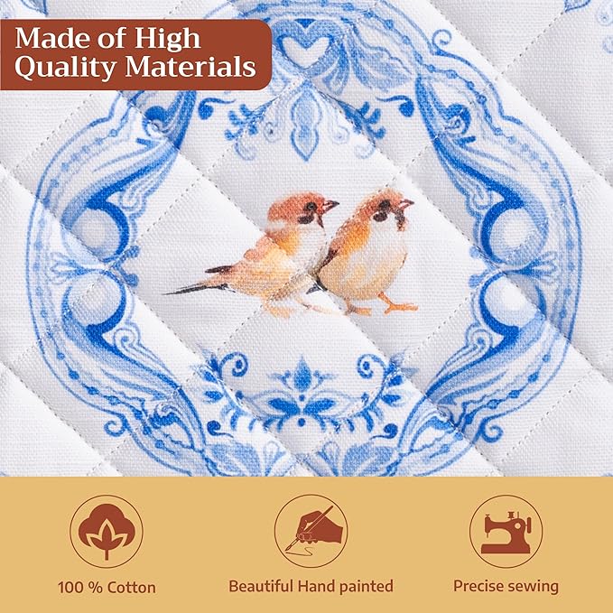 Maison d' Hermine Pot Holders 100% Cotton Heat Resistant Potholders 8" x 8" Hot Pads with Loop Cooking Baking Gifts for Mothers Day Handling Hot Pans Spring/Summer (Pack of 2, Amsterdam Canals)
