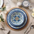 12-Piece Blue Melamine Dinnerware Set, Service for 4, Unbreakable Kitchen Plate and Bowl Set for Indoor & Outdoor Use, Lightweight and Durable, Great for Camping, Picnics, Parties and RVs
