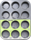 casaWare Ceramic Coated NonStick 12 Cup Muffin Pan (Silver Granite)
