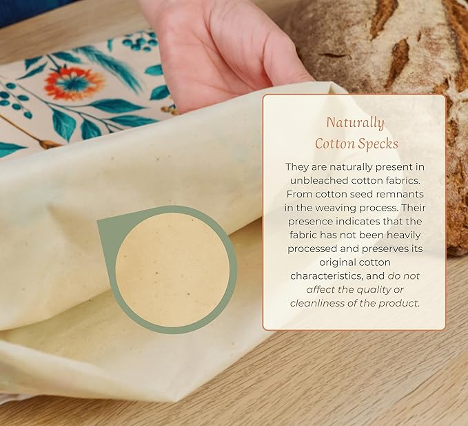 Beeswax Bread Bag for Homemade Bread & Beeswax Wrap Set, 2 XL Sourdough Bread Bags + 2 Beeswax Wraps for Food | Keep Bread Fresh, Breathable, Reusable & Less Waste Storage for Home Bakers | Beeswax Bread Bag