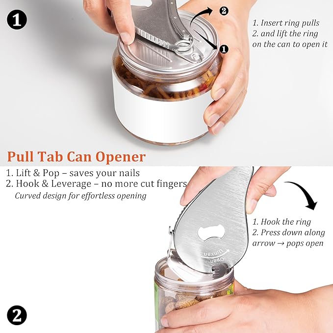 Uinxan Jar Bottle Can Opener for Seniors Arthritis Weak Hands-Easy Twist Off Small Caps (0.6"-2.7"), Pop Top & Pull Tab Seals,Patent Unique Portable Multifunction Gadget for Elderly/Women/Men(Black)