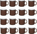 Set of 16 Ceramic Campfire Mugs – 15 Oz, Brown – Coffee & Tea Cups for Home, Work, Travel, Camping – Customizable, Great for DIY, Events, Companies