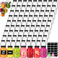 35 Pack 4 oz Glass Shot Bottles with Lids Small Clear Glass Jar for Ginger Wellness Shot Mini Juice Bottle Reusable Wide Mouth Travel Cup & 36 Labels,2 funnels,1 brush for Juice Milk Potion Liquids