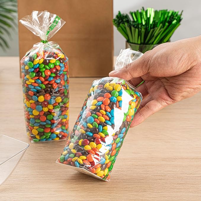 Resturantware Plastic Gusset Bags 100 Count 2" x 2" x 8 1/4" Wicker Dispensing Bottom Gusset Clear Plastic Bags Heat Sealable For Sourdough Bread Cookies Pastries Rolls For Home Bakers And Bakeries