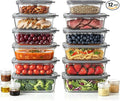 12 Pack Glass Meal Prep Containers with Glass Lids, 21oz*10 + 13oz*2 Glass Food Storage Containers Set with 5 Small Sauce Jars, Leakproof Glass Containers for Lunch, Leftovers & Kitchen