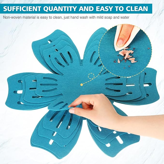Nuogo 30 Pieces Pan Pot Protectors for Stacking 5 Different Size Max 16" Felt Pan Liners Protector Pad Anti Slip for Protecting and Dividers Stacking Separators(Teal)