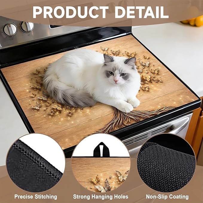 Stove Top Covers for Electric Stove: Heat Resistant Protector Glass Top Expands Counter Space, Stylish Kitchen Decor 28.5'' 20.5''