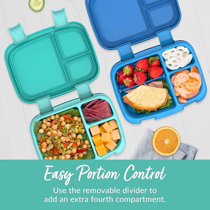 4-Compartment Bento Box with Leakproof Seal, Reusable Meal Prep Lunch Container for Adults Kids