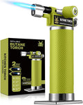 RAVS DUAL Flame Mode Butane Torch Lighter, Refillable Kitchen Torch, Metal Body Creme Brulee Torch for Baking, Cooking, Resin Art with Adjustable Flame, Green Soldering Torch, Butane Gas Not Included