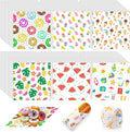 Reallnaive 600 Pcs Summer Food Wax Paper Sheets 12 x 12 Inch Parchment Deli Tissue Paper Sandwich Wrapping Sheets Food Basket Liners for Kitchen Restaurant Baking Supplies, 6 Styles