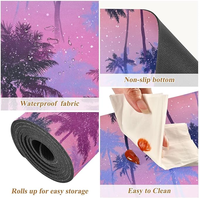 2-in-1 Table Runner Trivet for Hot Dishes Heat Resistant Hot Plate Mat Pad 39x12 Inch Waterproof Table Protector Trivets for Countertop Decorative Gradient Dotty Palm Trees