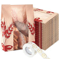 Gueevin 1000 Pcs Kraft Paper Bread Bag for Homemade Bread Large Sourdough Loaf Bag with Clear Window Bakery Food Package Storage with 500 Pcs Sticker for Popcorn Cookies, 14x8.3x3.2''