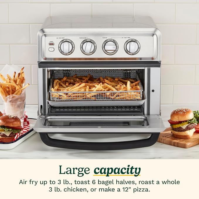 Cuisinart Air Fryer Toaster Oven with Grill, 1800W 8-1 Air Fryer Oven with Bake, Convection Bake, Grill, Broil and Warm Options, Large Capacity, 60-Minute Timer, TOA-70W, White