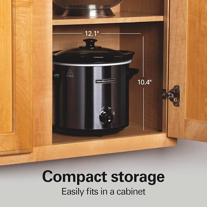 Hamilton Beach 4 Quart Slow Cooker With 3 Cooking Settings | Dishwasher-Safe Stoneware Crock & Glass Lid | Brushed Gray | 33240
