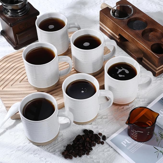 Baderke Coffee Mugs Set of 6, 12oz Ceramic Coffee Cups Large Tea Cups with Handle for Coffee, Soup, Latte, Cappuccino, Mocha, Cocoa, Mug Set Gift for Wedding, Microwave and Dishwasher Safe, White