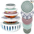 Patelai 10 Pcs Bowl Covers Reusable in 5 Size Stretch Cloth Fabric Elastic Food Storage Bowl Covers Bread Sourdough Lids for Proofing Food Fruits Leftover(Red, Green, Blue,Rustic Style)