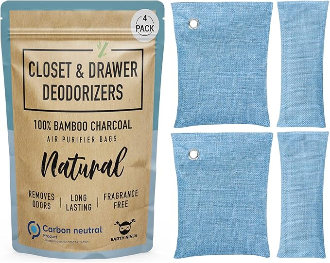 Fridge, Closet, Shoe, and Trash Can Deodorizers - Natural and Unscented Charcoal Odor Absorber for Odor Free Home