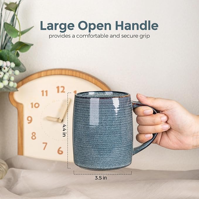 GBhome Large Coffee Mugs Set of 6, 18oz Handmade Ceramic Coffee Mugs Set with Gradient color for Latte/Tea/Beer/Hot Cocoa, Dishwasher & Microwave Safe,
