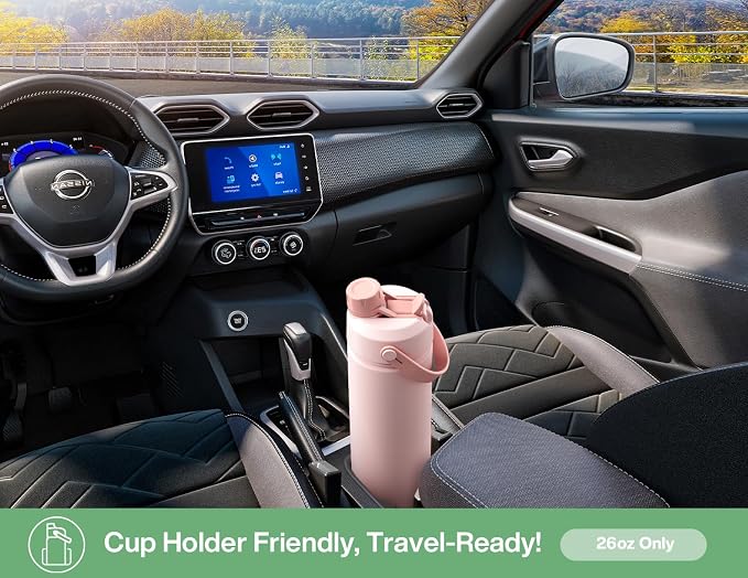 POWCAN 26 oz Insulated Water Bottle with 2-in-1 Straw and Spout Lid, Keep Cold 24H, Leak-Proof, Fits in Car Cup Holder, Stainless Steel Water Bottle for Sports, Travel, Gift, School (Avocado Grove)