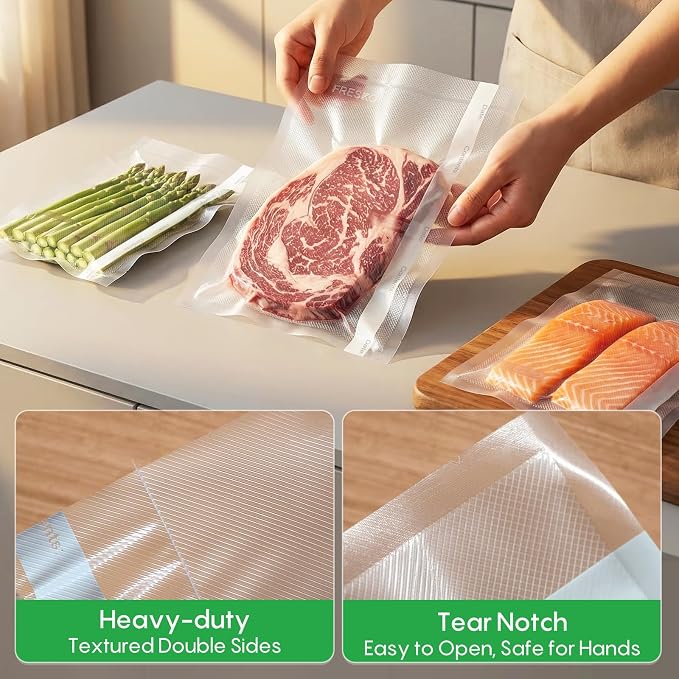 FRESKO 200 Pack 8"x12"Vacuum Sealer Bags, Heavy Duty Commercial Grade Precut Storage Bag, Sous Vide Vacuum Safe, BPA Free